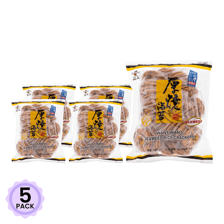 台湾旺旺 厚烧海苔米果 450 克*5 包