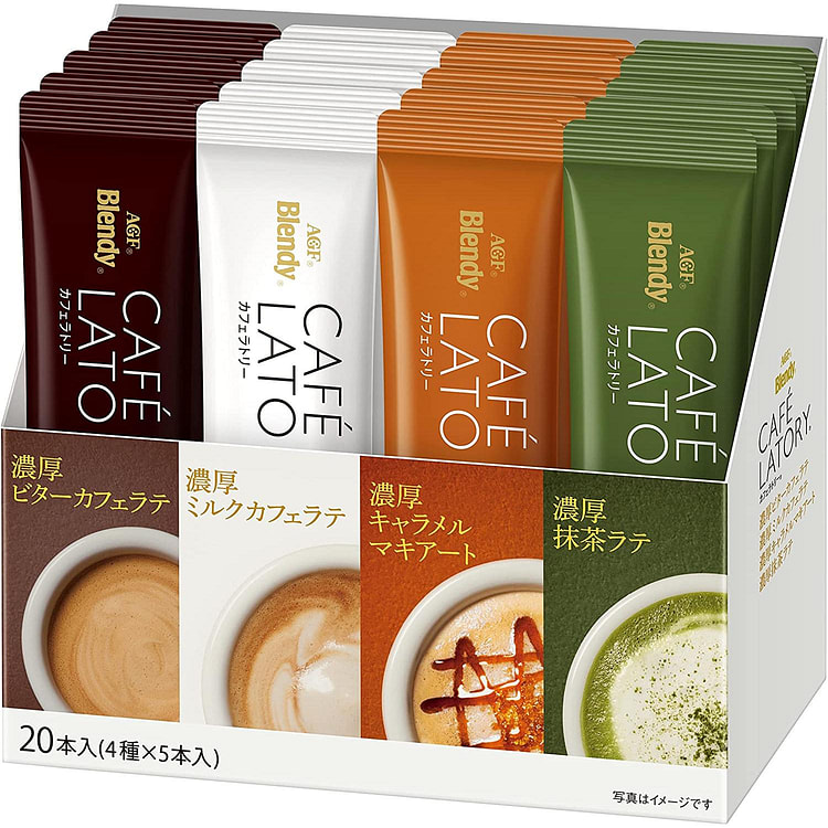 AGF Blendy Cafe Latory Latte Drink Matcha Caramel Milk Macchiato 20 Sticks 