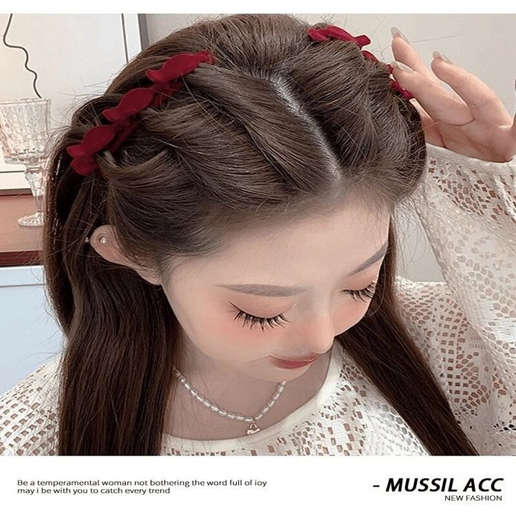 懒人双层编发发夹酒红色*2个 2 份