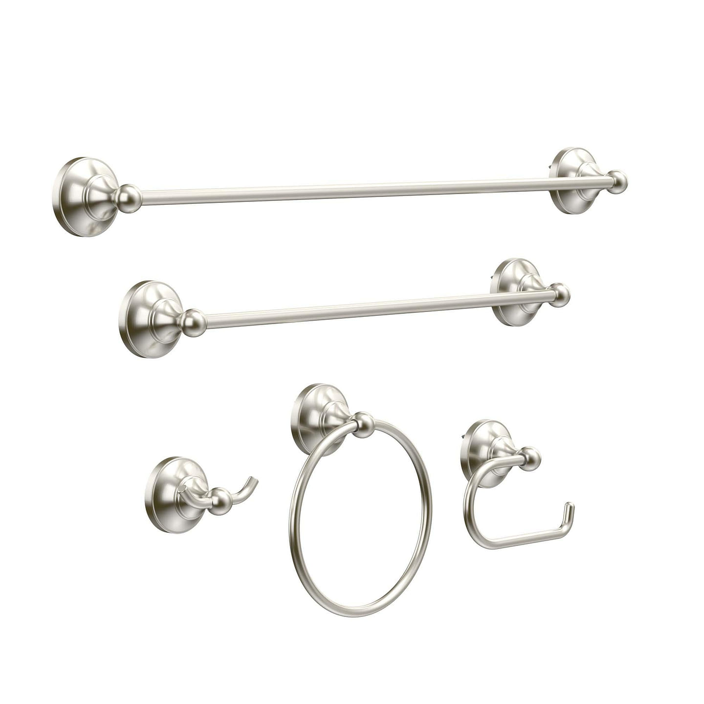 5-Piece Bath Hardware Set with Towel Ring/Bar Toilet Paper Holder Hook in BN 2.56 lb