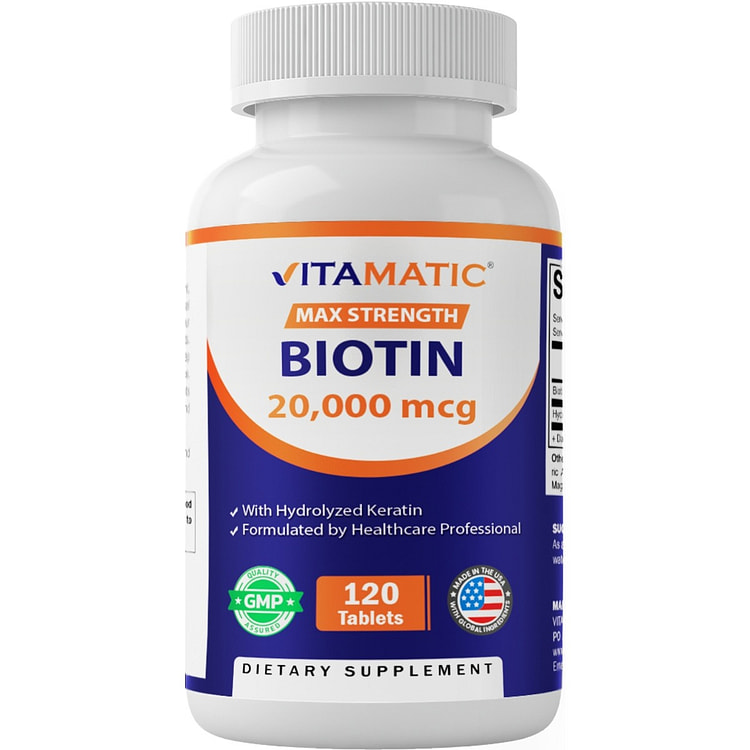 Biotin 20,000mcg with Keratin - 120 Tablets
