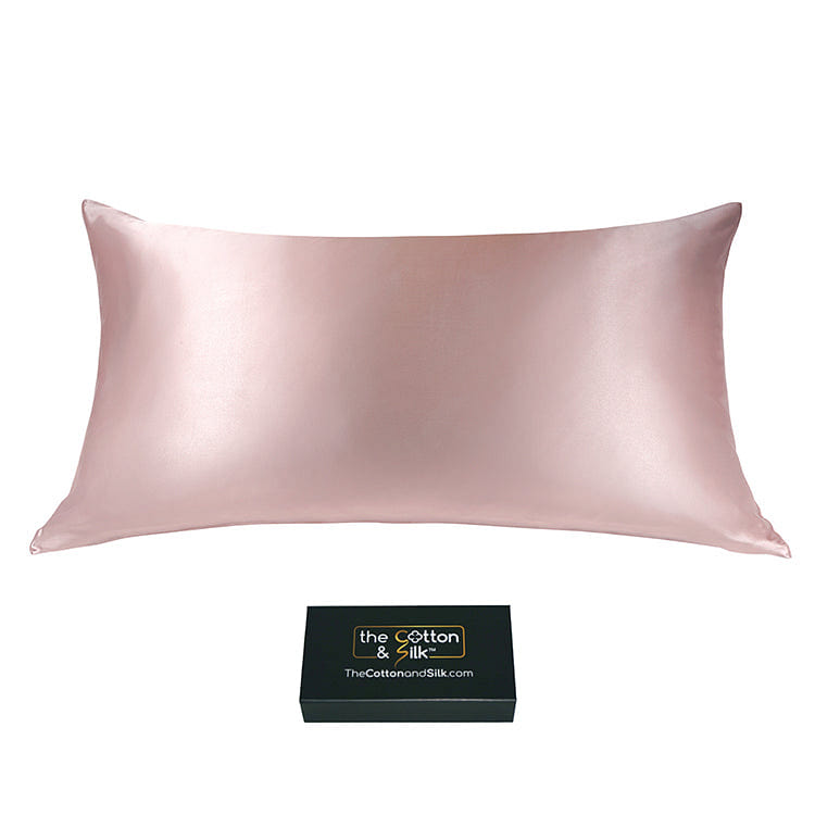 King-size 22 Momme Mulberry Silk Pillowcase, Zipper Closure, Lotus, King (20“ x 36“) 0.5 lb
