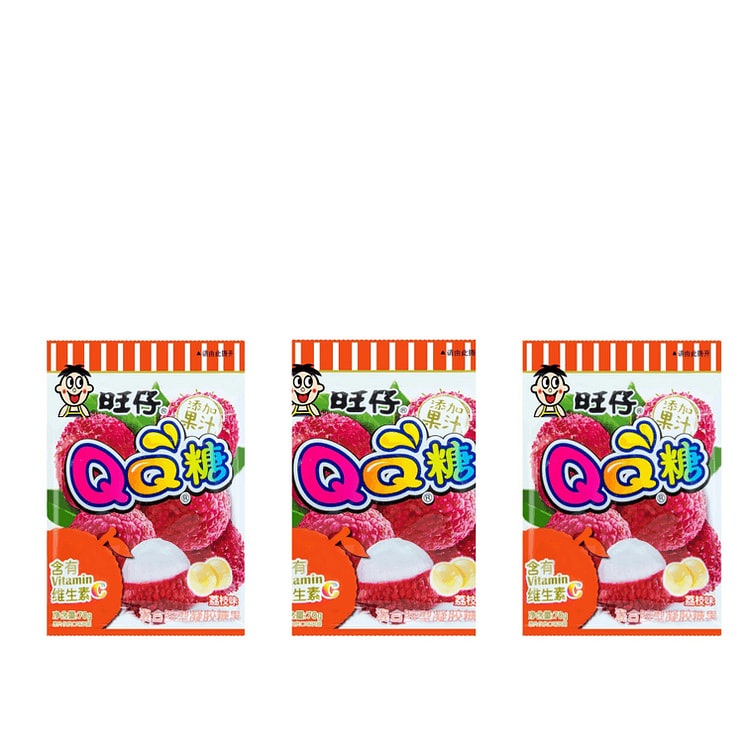 【中国直邮】中国台湾 旺旺 Q糖 荔枝味 混合膠型凝膠糖果 70g*3