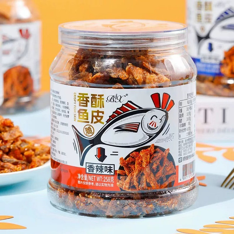 博翔香酥鳕鱼皮素肉香辣味258g/罐