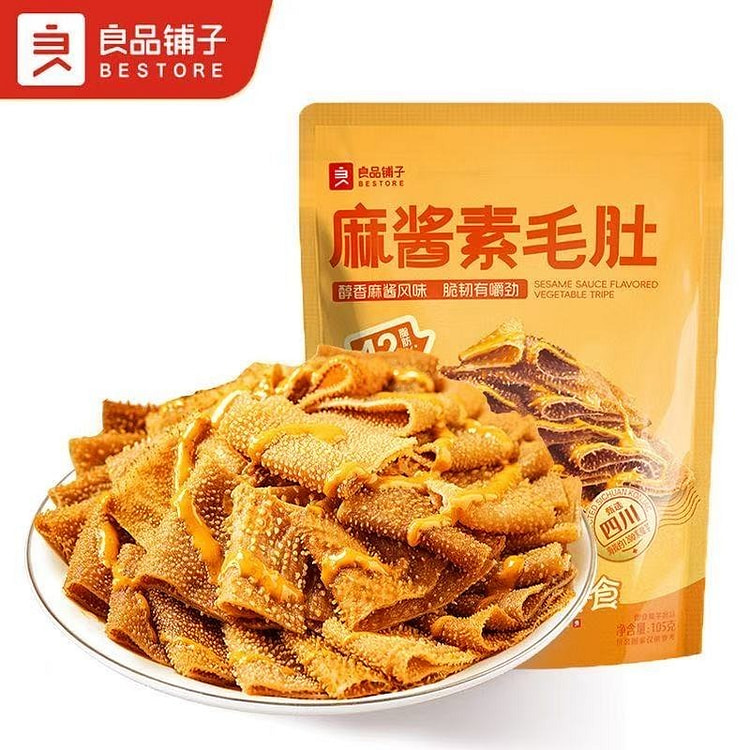 良品铺子麻酱味魔芋爽素毛肚网红解腻零食105g*5 525 克
