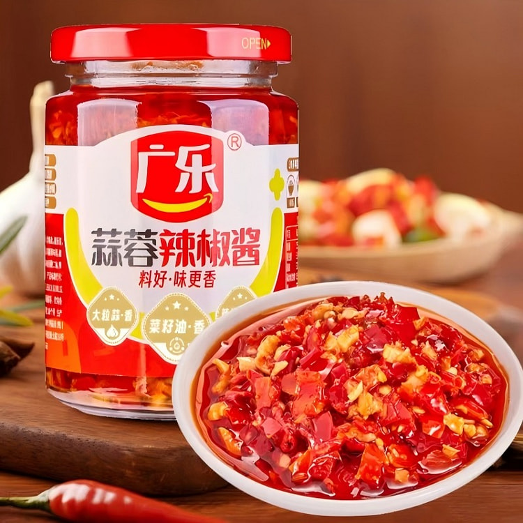 广乐食品蒜蓉辣椒酱剁椒酱拌面拌饭酱260g*3