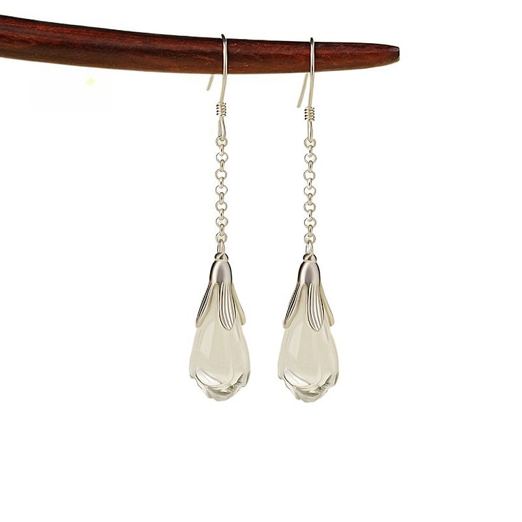 White Crystal Earrings Silver 54 * 9mm 1 box