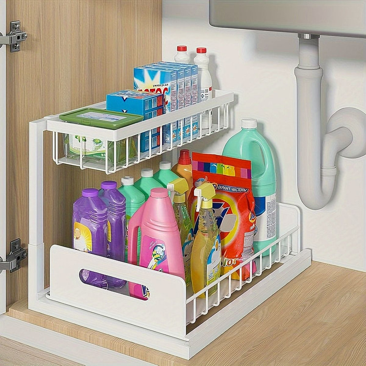 White 2-layer Pull-out Storage Rack 1 count
