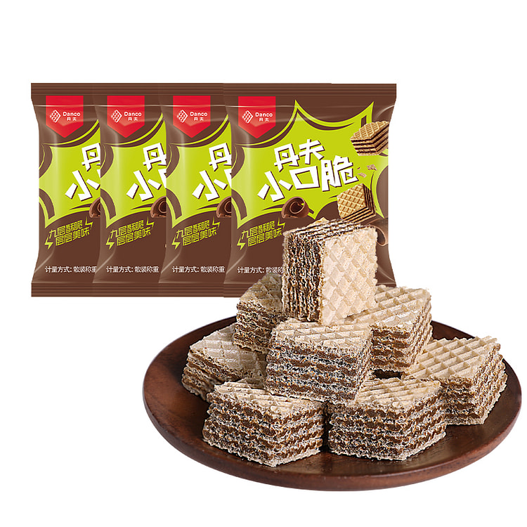 丹夫 巧克力味小口脆威化饼干零食小吃 33g*4包