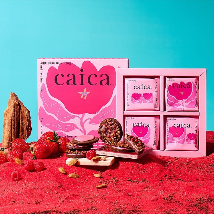 CAICA情人节限定草莓蔓越莓夹心巧克力曲奇 4枚 1 盒