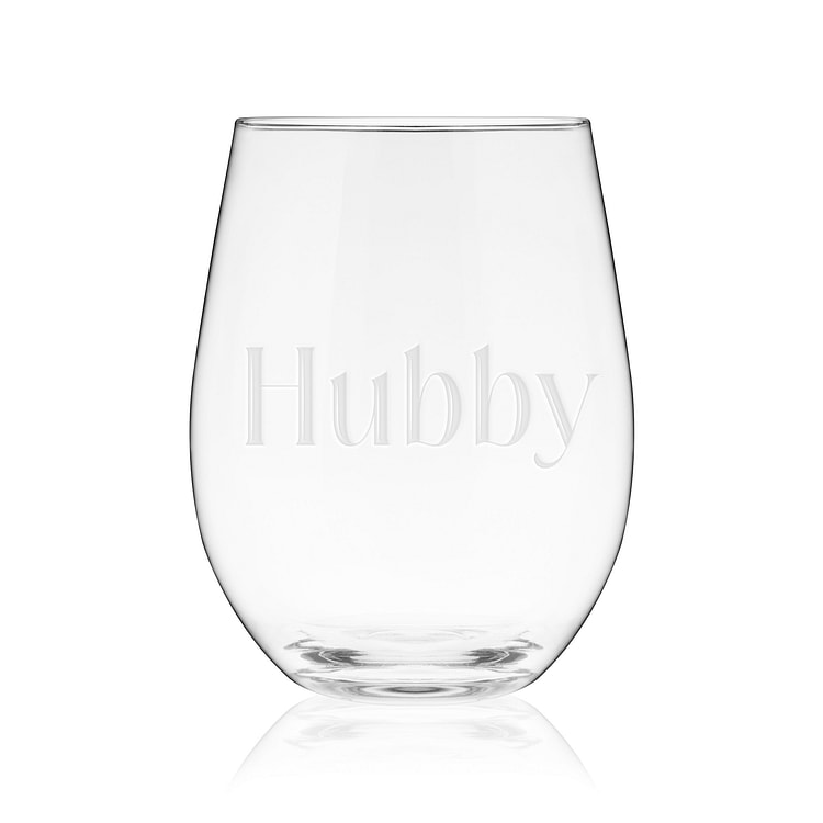 Hubby Serif Stemless Wine Glass