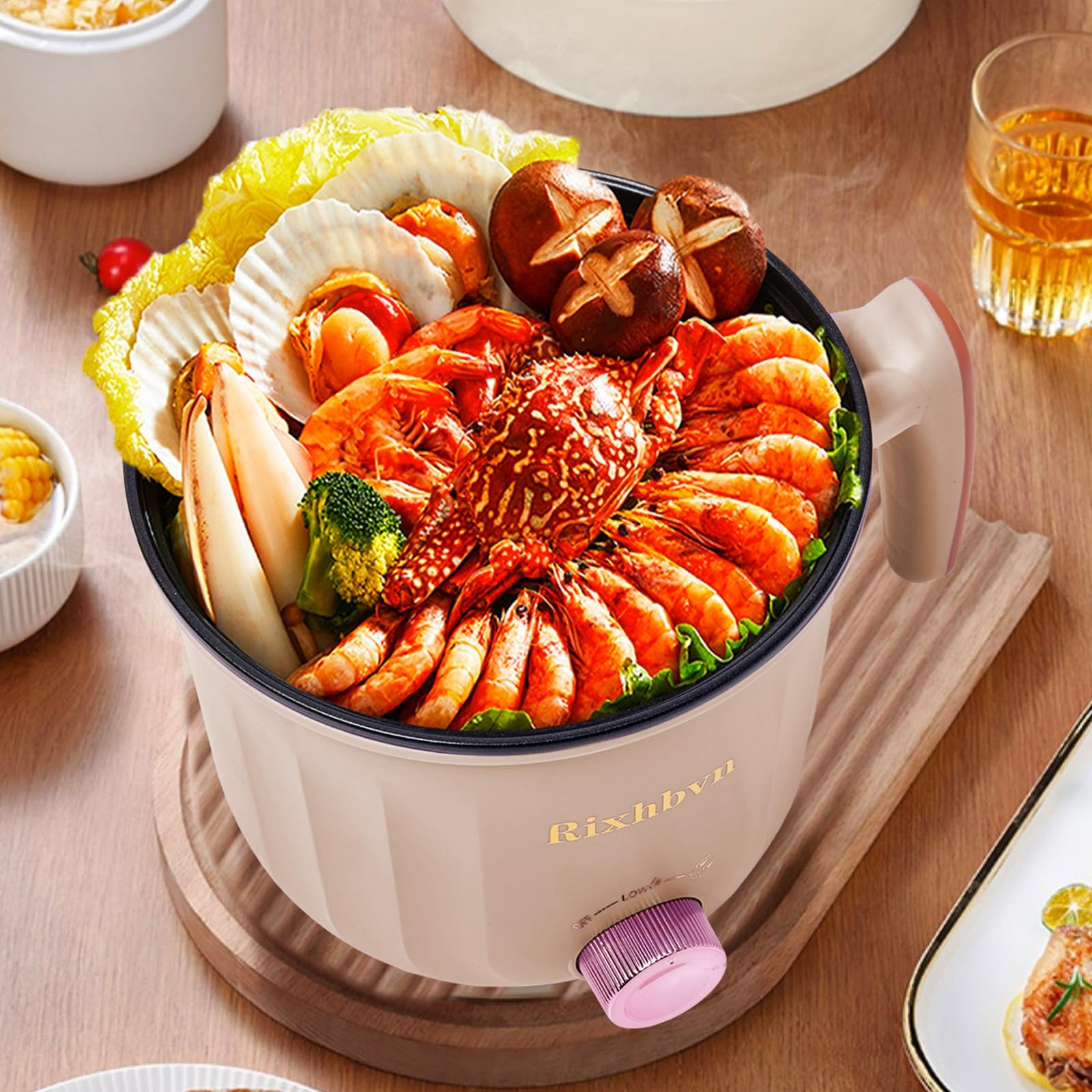 Get Hot Pot Electric with Steamer, Rapid Noodles Cooker,Non-Stick