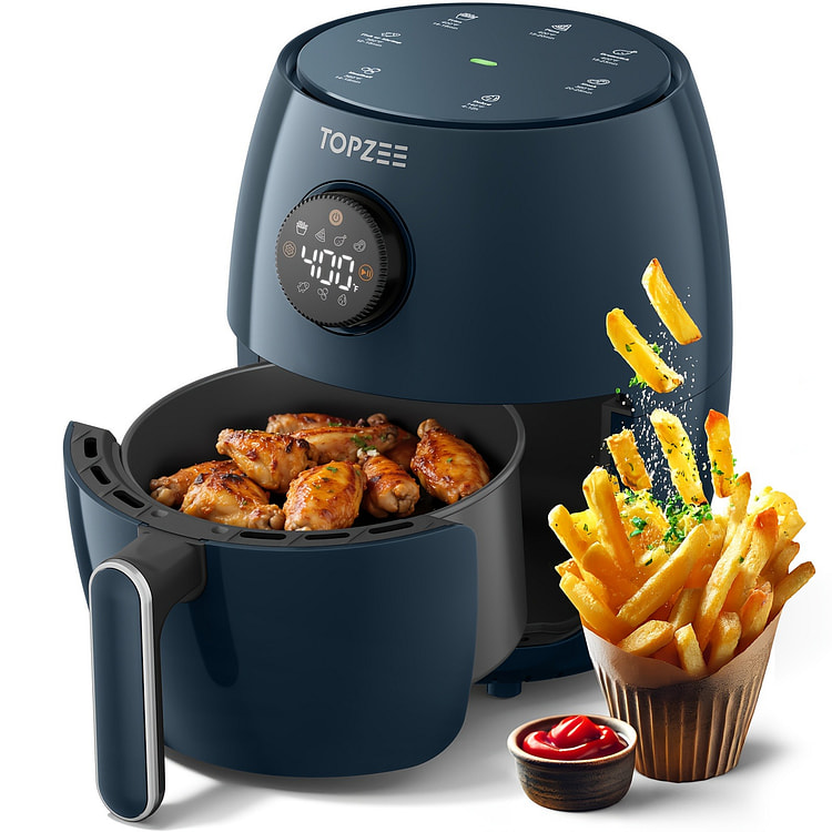 小型紧凑型空气炸锅深蓝色容量：2.1 夸脱 1 个