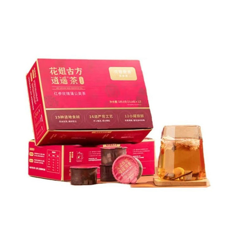 花姐 古方逍遥茶 红参玫瑰蒲公英茶 女性养生茶 15.8g*12罐 189.6g