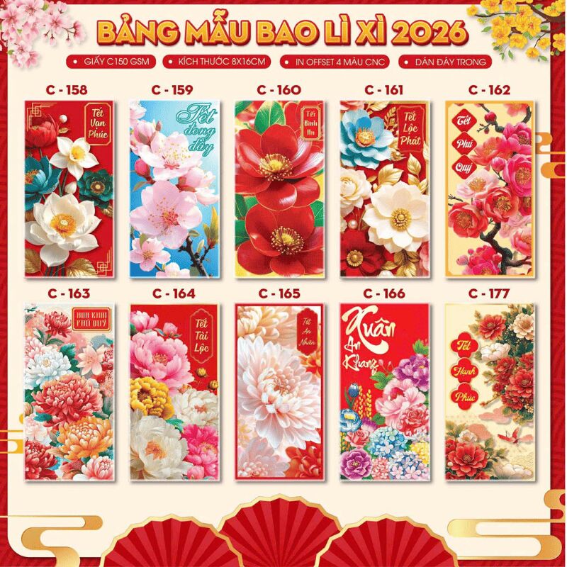 Tet & New Year Red Envelopes Lucky Money Assorted 50 count