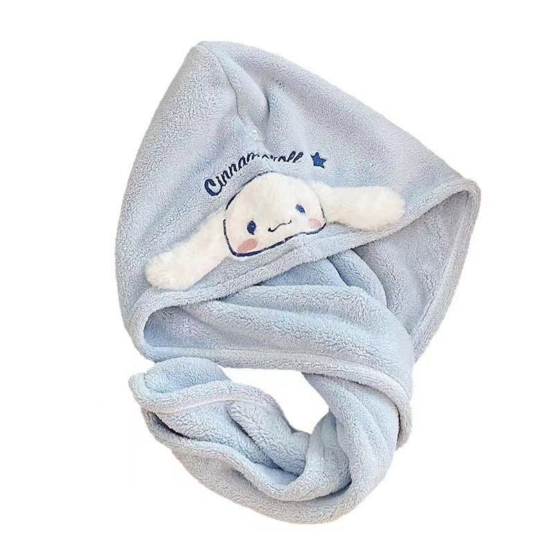 Super Soft Coral Fleece Hair Dryer Shower Cap Blue 1 each