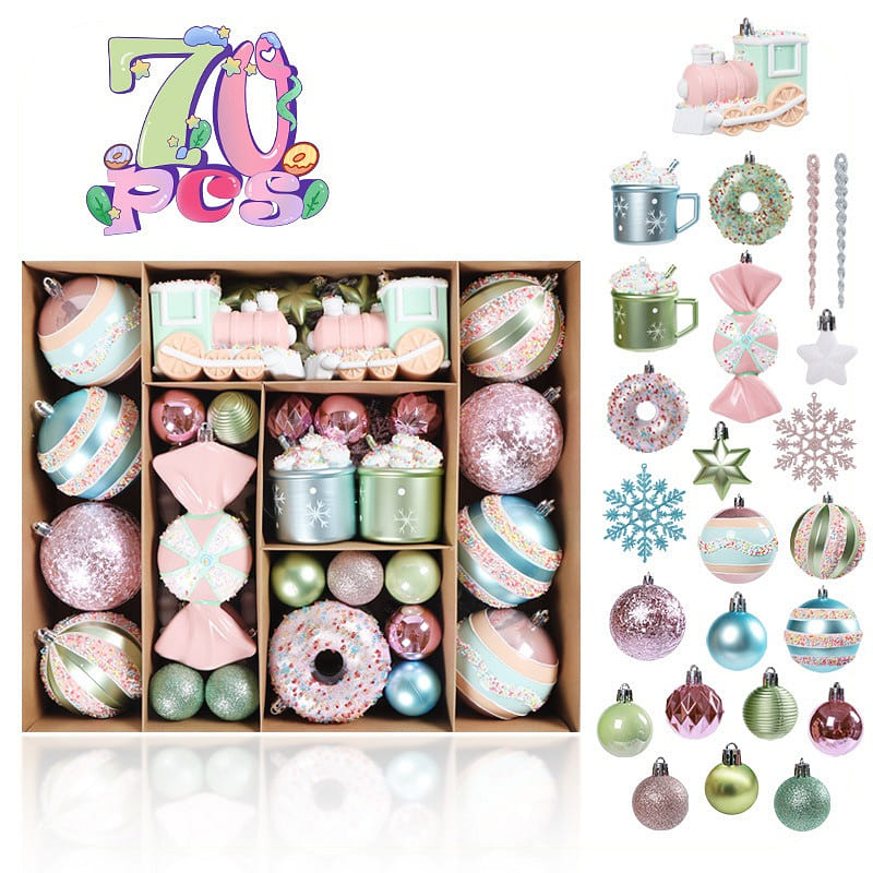 Christmas Large Size Colorful Ball Christmas Tree Decoration – 70pcs 1 each