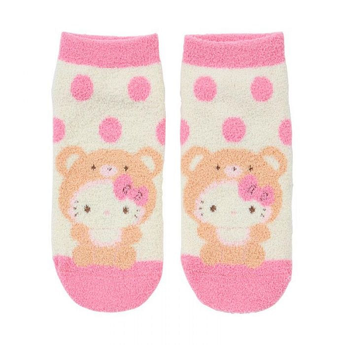 Japan Sanrio Hello Kitty 成人保暖毛绒短袜 - 粉色/熊装款（23-25cm） 1双