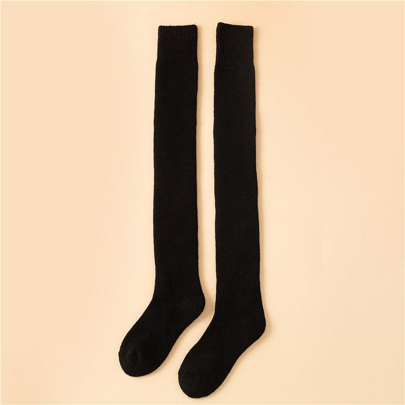 30% wool thick warm knee length stockings black 1 pack