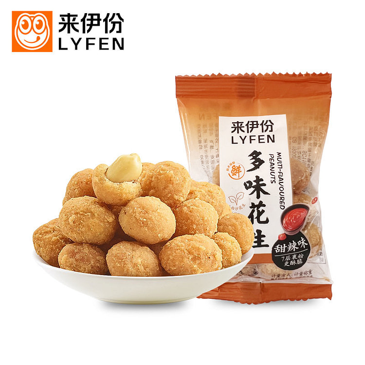 来伊份 多味花生(甜辣味)花生米下酒菜 2小包约 64 克