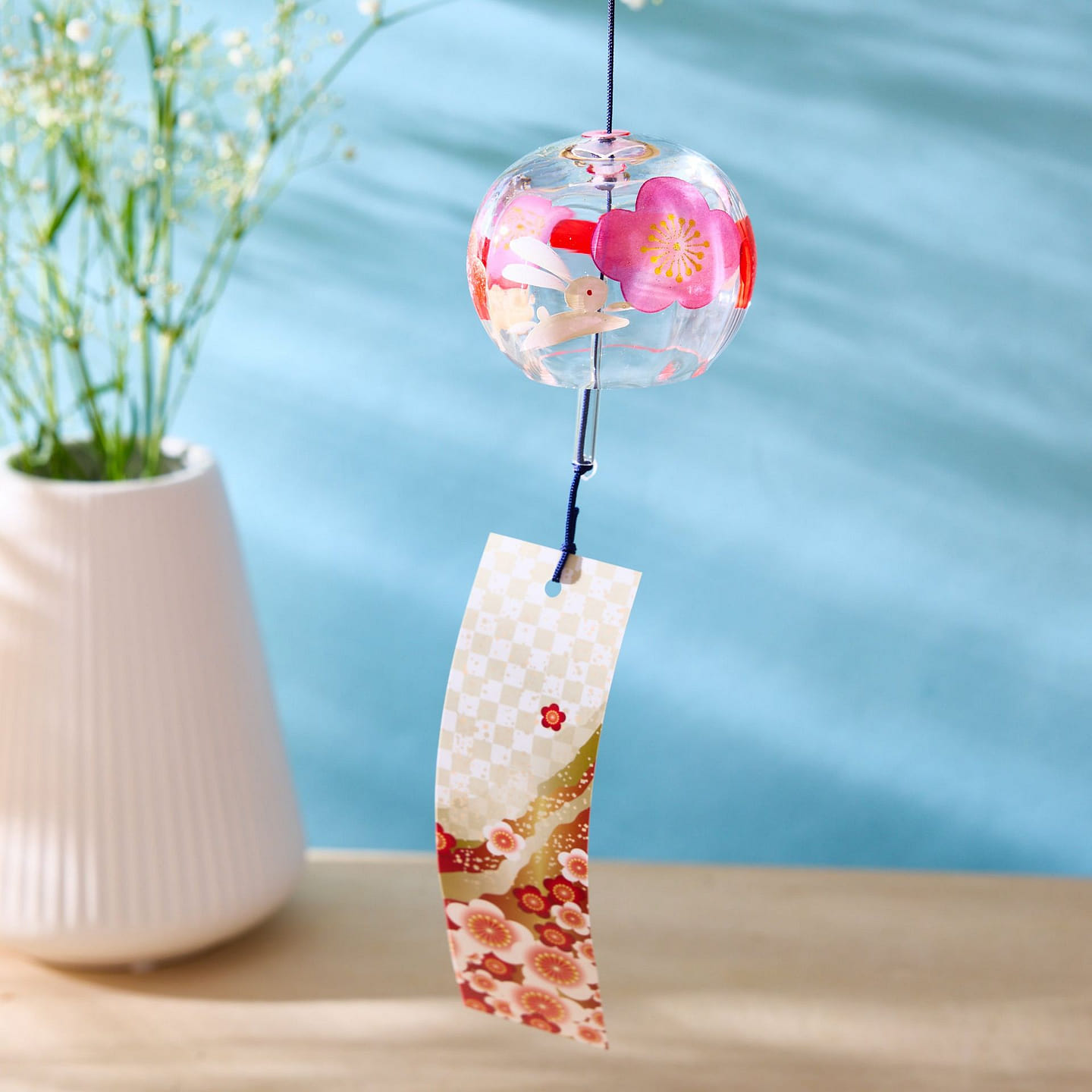 Plum Blossoms and White Rabbit Pattern Furin 146 g