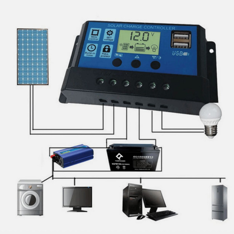 30A Solar Panel Battery Charge Controller 12V/24V 1 pack