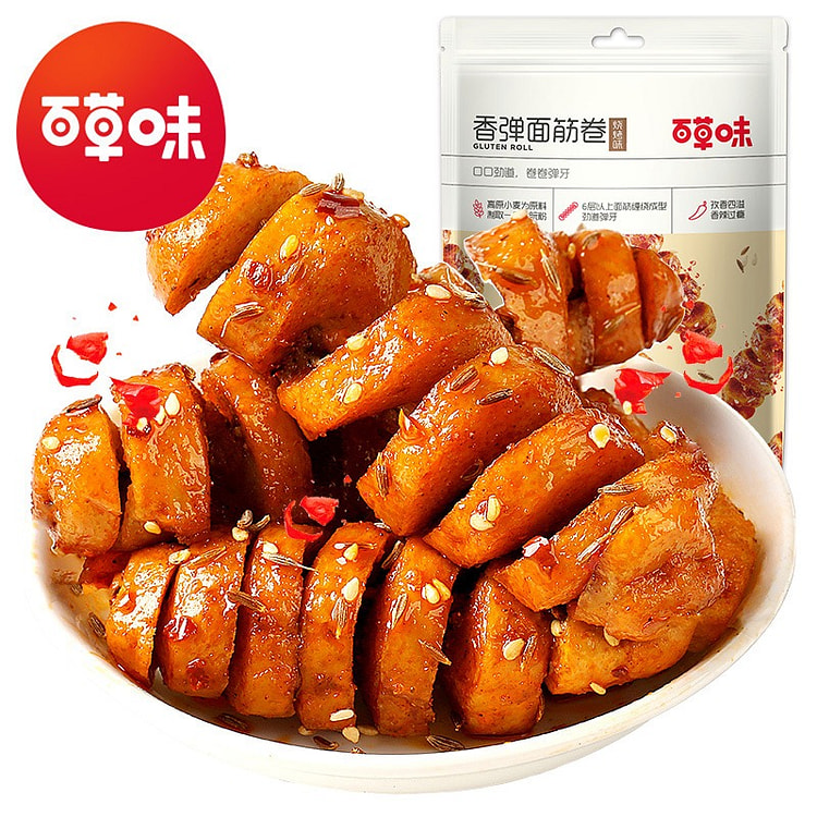百草味烧烤味面筋卷 135g 1 包