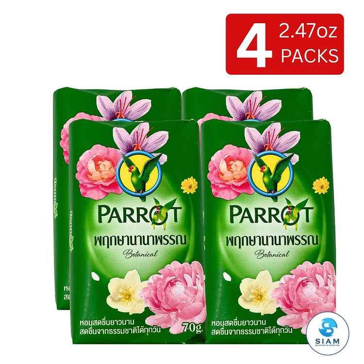(4-Pack) Parrot Soap Botanical, Unique Scent 70g 4 count