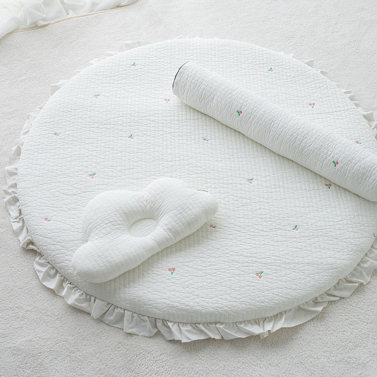 Baby Round Rug - Cherry White 110cm 1400 g