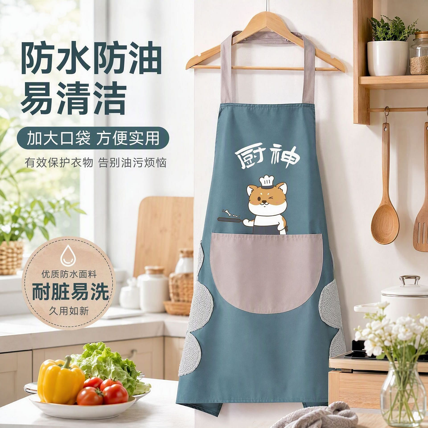Blue Chef-Style Apron 1 each