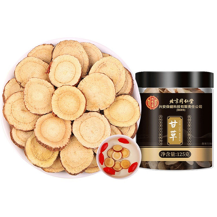 北京同仁堂甘草片 红皮甘草圆片 泡茶泡水