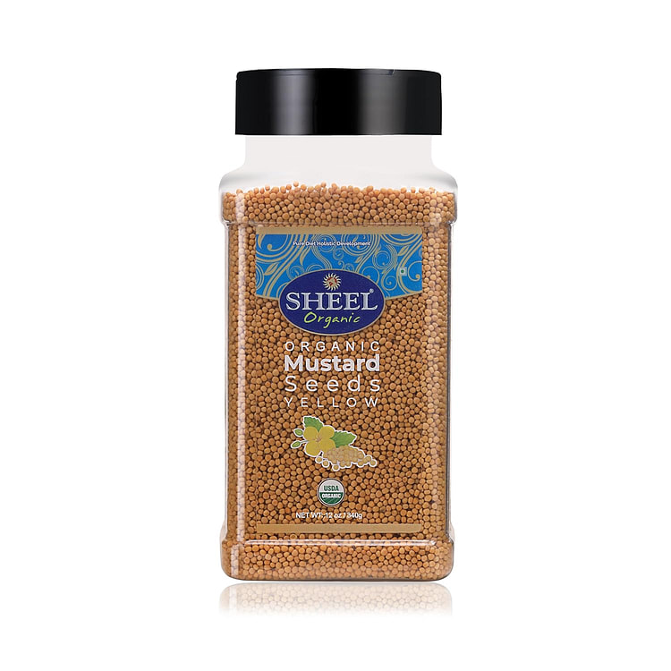Sheel Organic Mustard Seeds Yellow, Kosher  12 oz 1 each