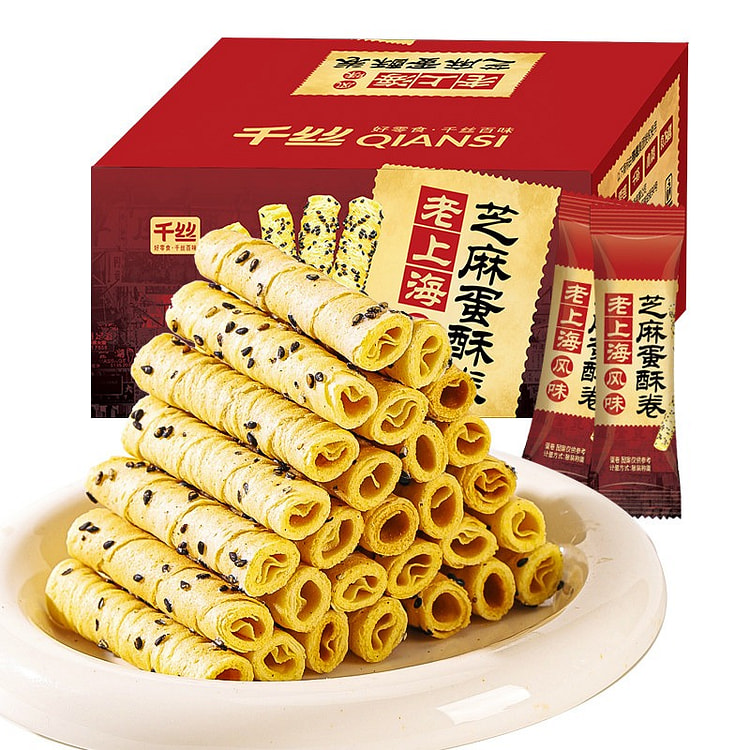 千丝 老上海风味芝麻蛋酥卷50小包 1 箱