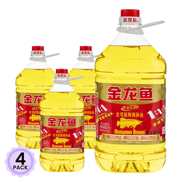 金龙鱼 食用植物油调和油 4000 毫升*4 包