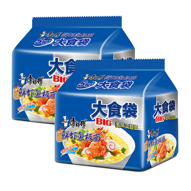 康师傅方便面大食袋鲜虾鱼味139g*5袋