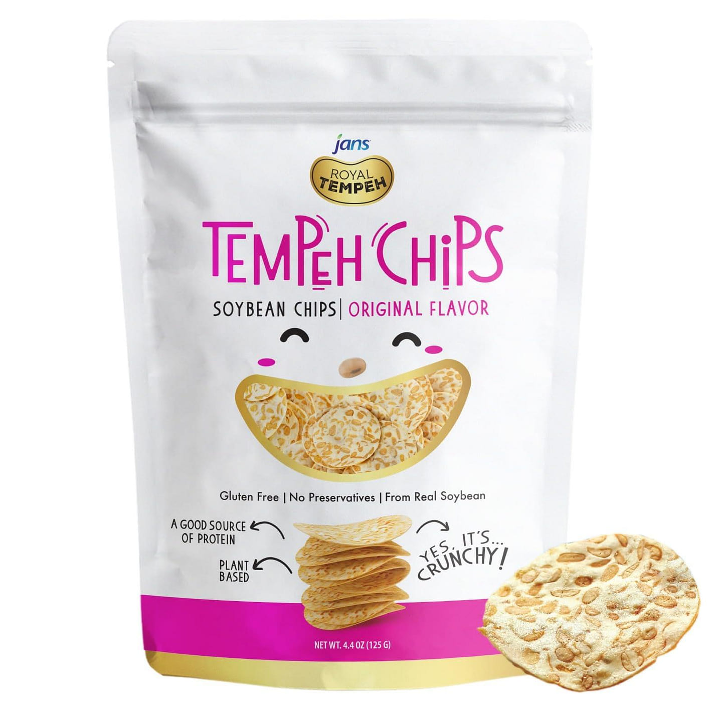 Jans Tempeh Chips Original Flavor 4.4 OZ Pack of 1 4.4 oz