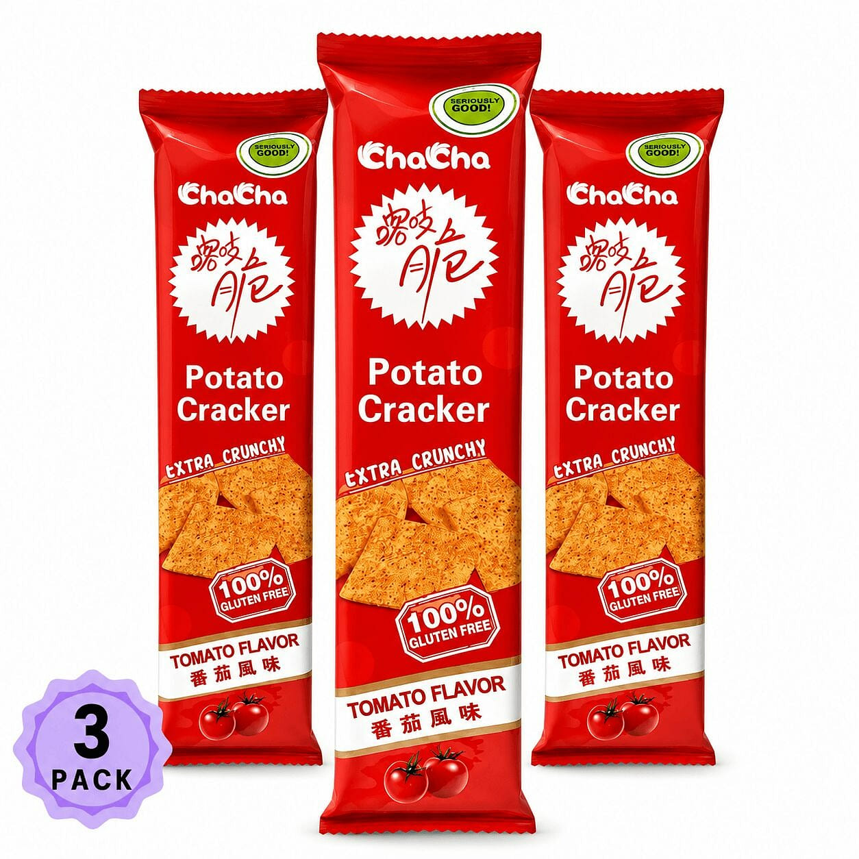 CHACHA Potato Cracker Tomato Flavor 3 pack 51 g