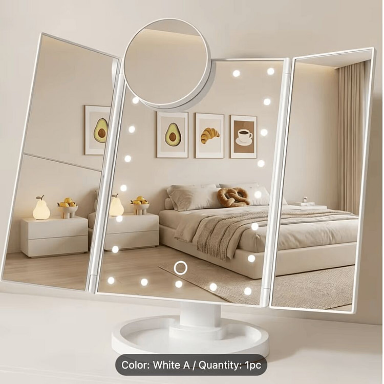 Makeup Mirror, Tri-Fold Lighted Adjustable 1 pack