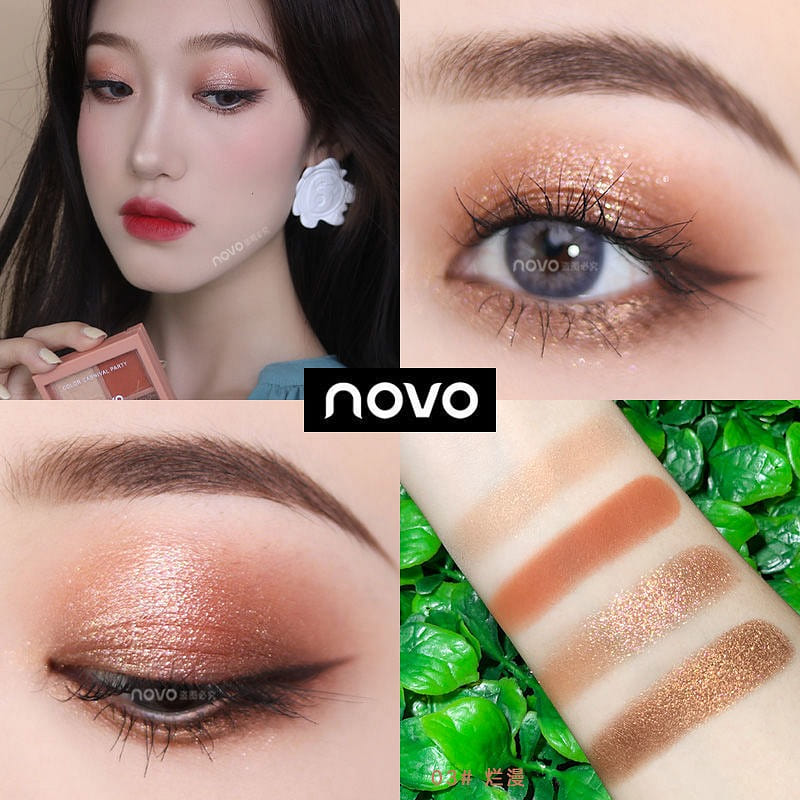 NOVO 5330 Glitter Four Color Eyeshadow Tray 03# Artless 1 each