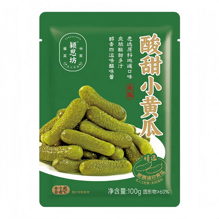 颍思坊 酸甜小黄瓜开袋即食 100g*3包 300 克