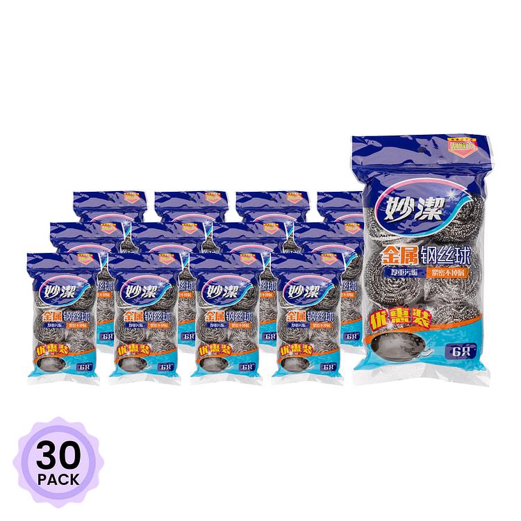 妙洁 金属钢丝球 6个/包 1 份*30 包