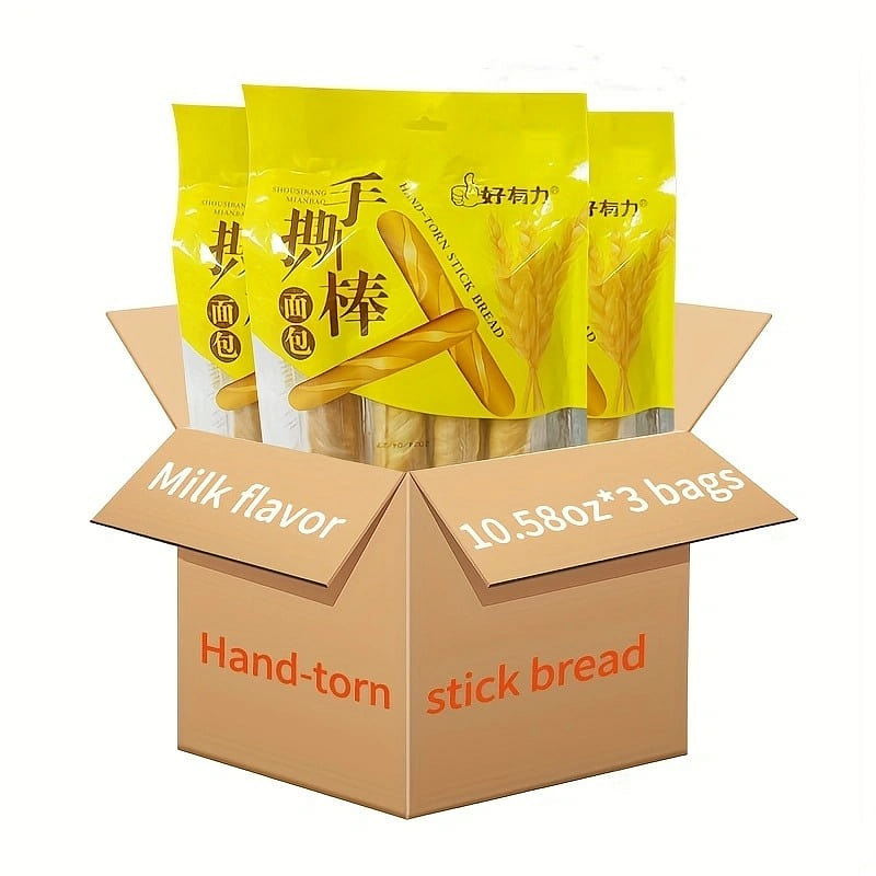 好有力精品面包奶香包手撕棒面包休闲零食即食面包(牛奶味)300g*3袋 900 克