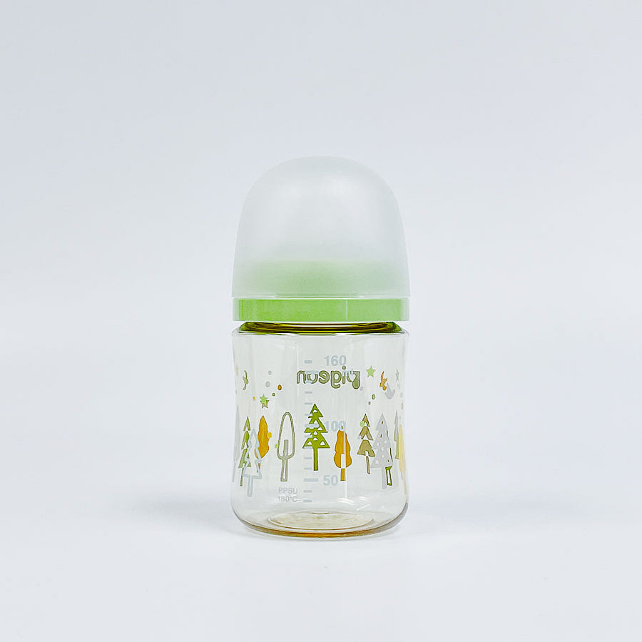PIGEON SoftTouch Wide-Mouth Baby Feeding Bottle, PPSU 160mL / Tree (Green) 1 each