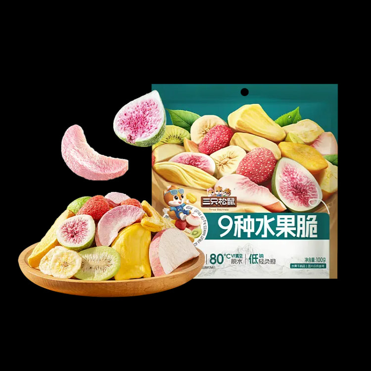 三只松鼠9种水果脆混合水果果干酥脆100g 100 克