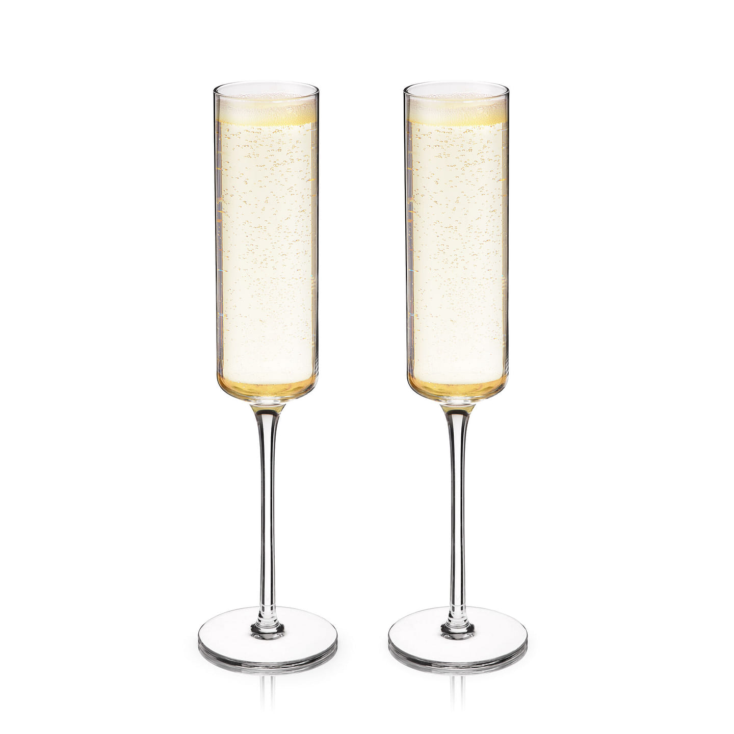 Viski Laurel Champagne Flutes, Crystal Stemmed Wine Glasses Tumblers Glassware for Wine or Cocktails, Top Rack Dishwasher Safe, 6.75 Oz, Set of 2 6.75 oz