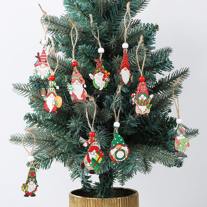 【 Christmas limit 】 12 boxes of painted Christmas wooden pendants 1 each