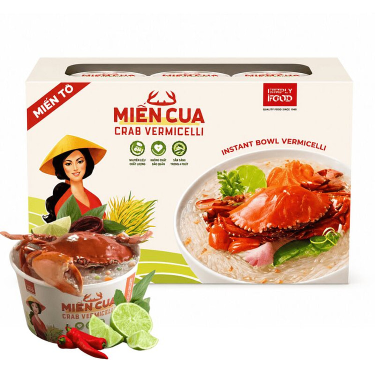 Simply Food Instant Crab Glass Noodle Bowl 9 Packs 55 g