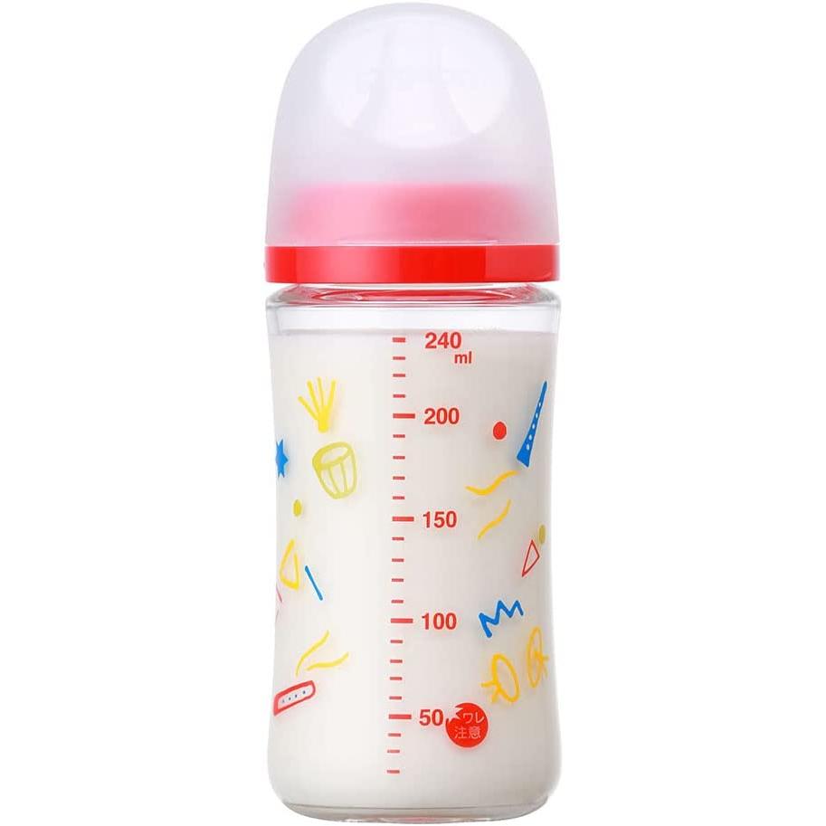 PIGEON Heat-Resistant Glass Feeding Bottle 240ml with sizeM teat