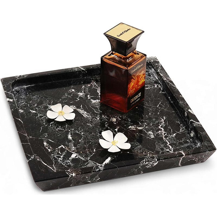 Radicaln Marble Square Tray, 10" Black