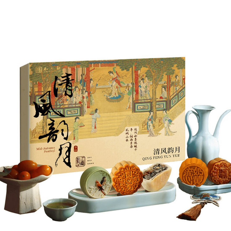 知味观中秋月饼礼盒清风韵月435g